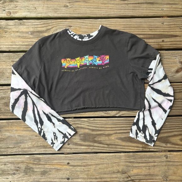 Grateful Dead Long Sleeve Tie Dye Crop Tee - Picture 1 of 4